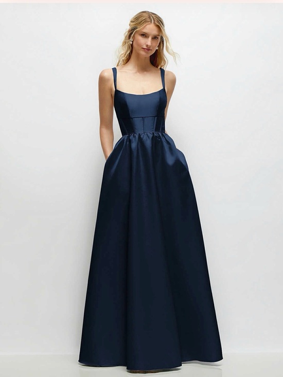 Dessy Collection Dresses & Skirts - Dessy Collection by Vivian Diamond Midnight Navy Satin Corset Gown NWT